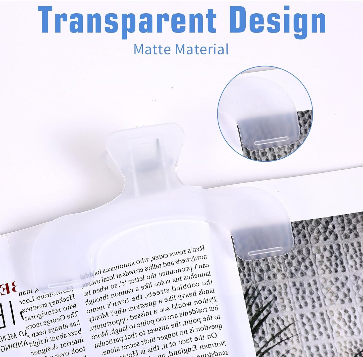 2Pcs Book Clips, Book Weight Page Holder, Transparent Book Clips to Hold Book Open Portable Reading Book Page Holders for Office Home Teachers Students Book Lovers Reading Fixing Book (White)