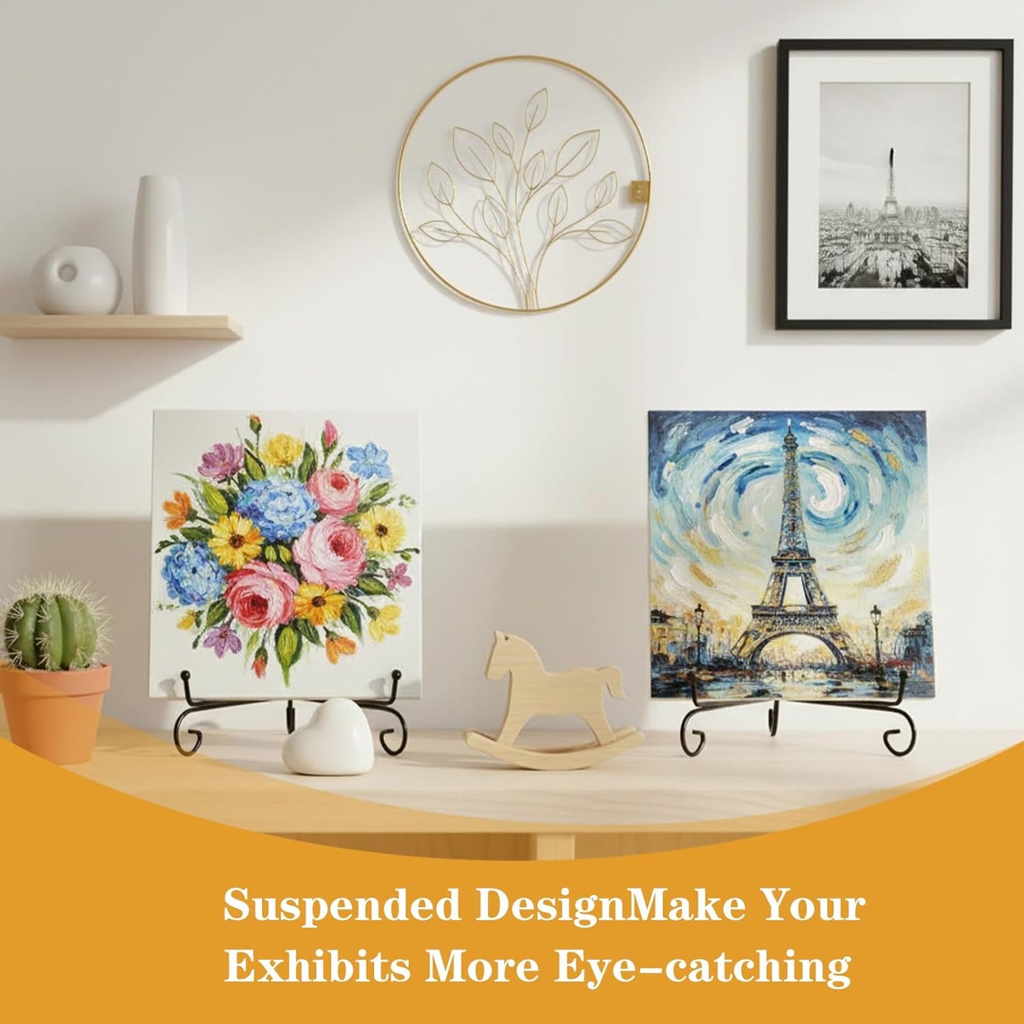 10 Pack Iron Display Stand 10“ Plate Picture Photo Stand for Display, Black Foldable Easel Holder Stand Decorative Metal Plate Holders Display Stand for Photo Frame Book Card Collection Office