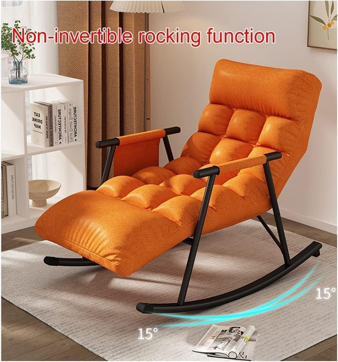 LSLYTQ Rocking Chair Lounge Sofa with Side Pockets - Adult Recliner Chair for Living Room/Bedroom, Lazy Chair Glider to Lie Down or Sleep Comfortably