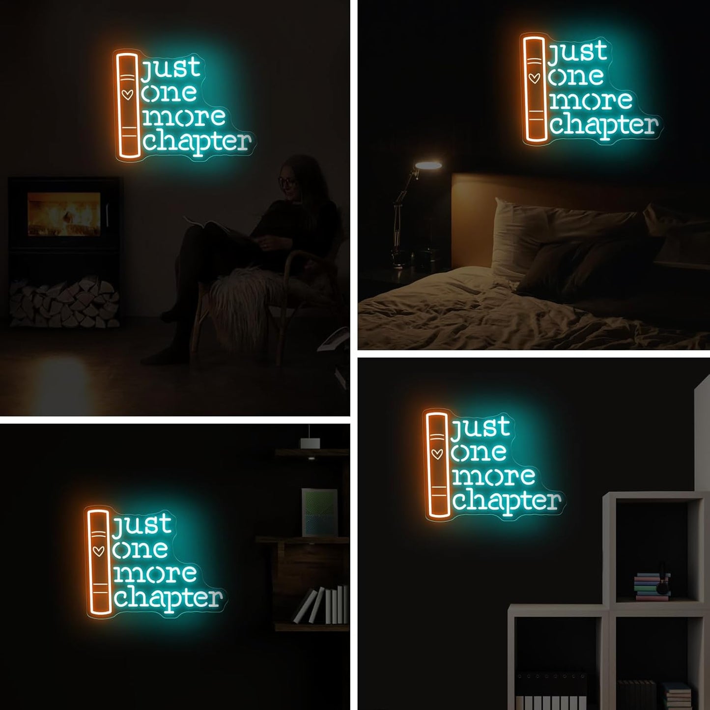 Just One More Chapter Neon Sign, Book Lover Gift, Book Room Decor, Custom Neon Sign, Gifts for Bookworms, Bookish Reader Sign, Book Wall Art, 16.5"x13"