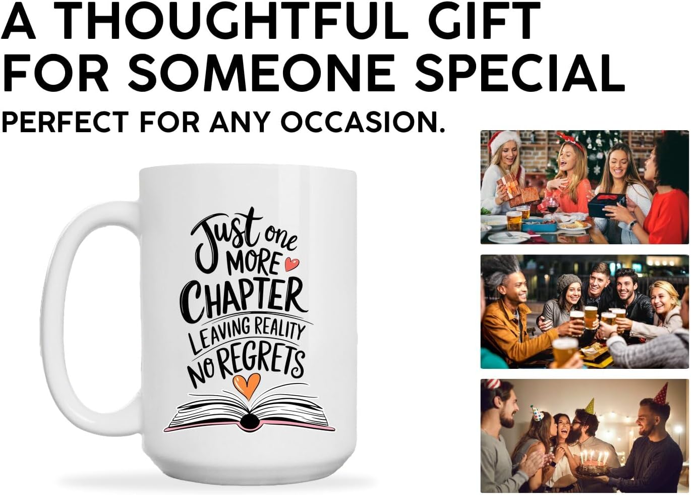 Book Lovers Coffee Mug 15oz White -One Chapter A - Gift for Book Club Bookworm Bookish Reading Nerdy Avid Readers Women