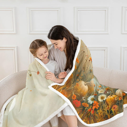 Manfei Reading Ghost Throw Blanket Autumn Pumpkins Flower Fleece Blanket Cute Halloween Theme Cozy Throws for Bed Couch Sofa,Kids Boys Girls Room Decor,Soft and Breathable(60 x 80 Inches)