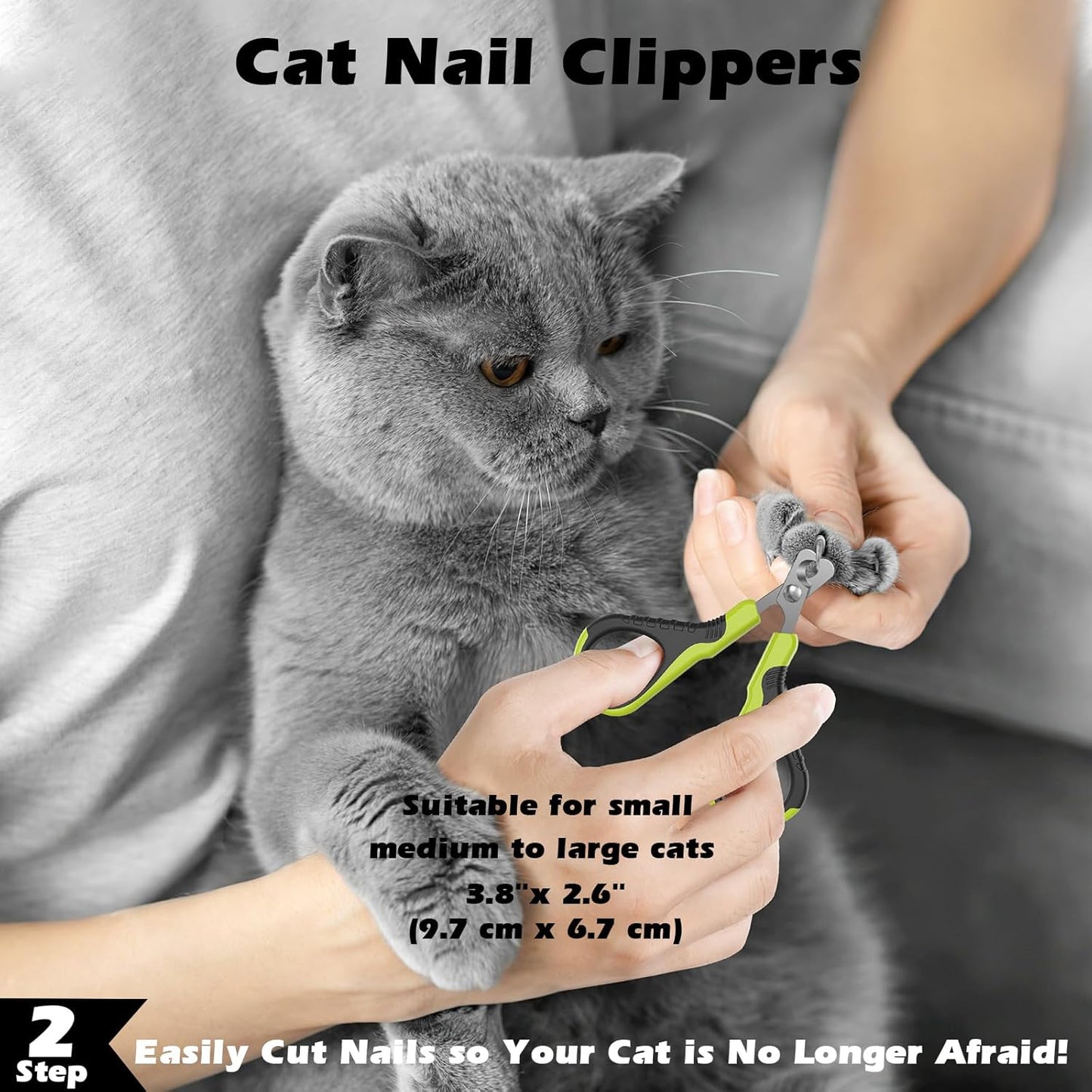 Comotech 3PCS Cat Grooming Supplies, Cat Brush & Nail Clipper/Trimmer & Flea Comb for Shedding Indoor Cats Essentials Stuff Accessories (Black)