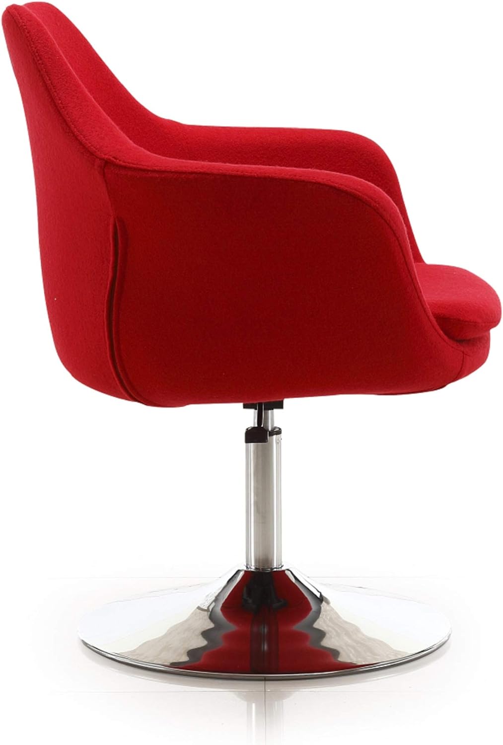 Manhattan Comfort Kinsey Adjustable Swivel Accent Chair Set of 2 with 360° Turn, Upholstered in Wool Blend, Polished Chrome Base, Ergonomic Design for Living Room & Home Office, 300 Lbs Capacity, Red