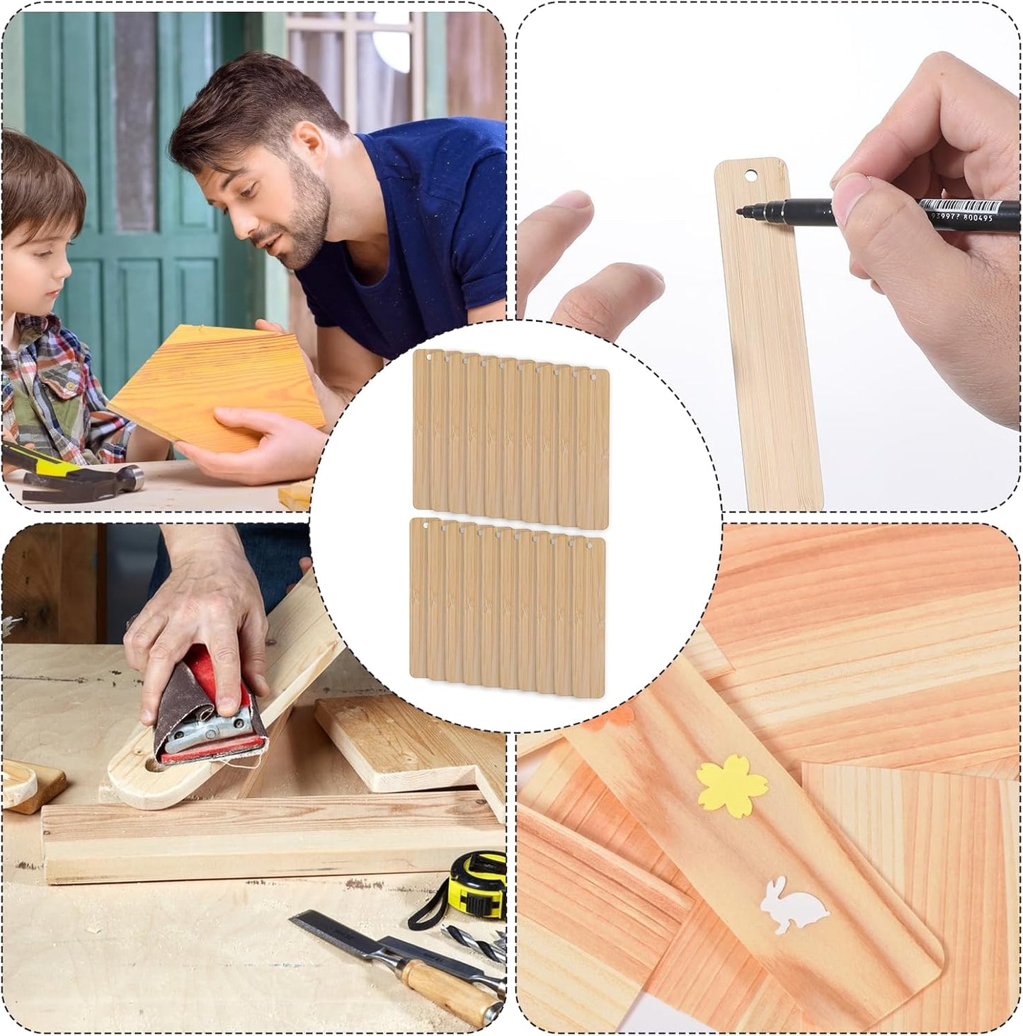 20 Pack Blank Bamboo Bookmark, 4.7 Inch Unfinished Craft Tags Engraving Bamboo Blanks Bookmarks Rectangle Wood Hanging Tags for DIY Gifts Book Marking Crafts Decors