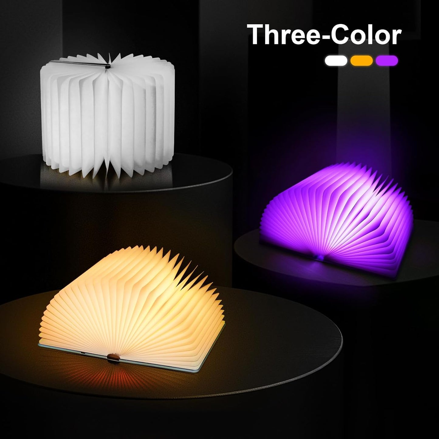 Decorative LED Book Light with Embossed Design,Book Lamp, Book Lovers Gifts, Reading Lights for Books in Bed (Bronze-Colored)