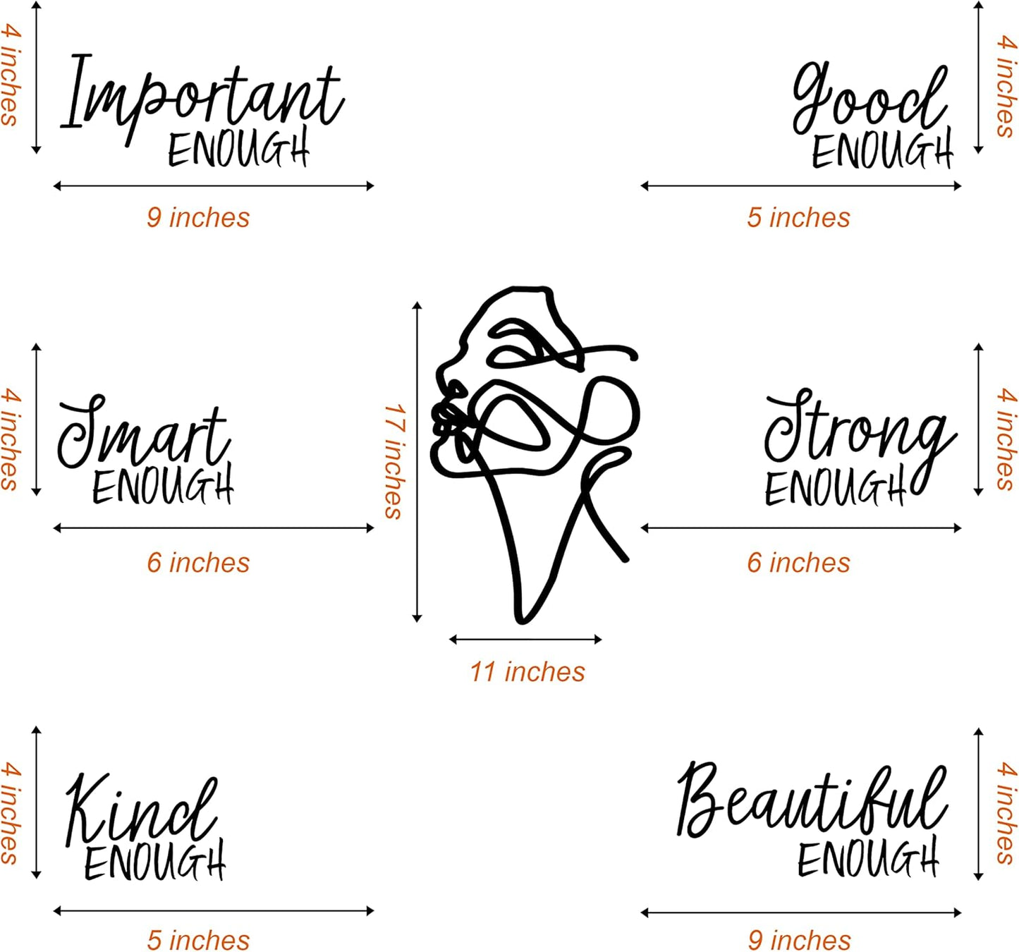 My Vinyl Story Inspirational Wall Decals for Women Line Art Set Quote Sticker Motivational Office Decor for Girls Wall Art Vinyl for Livingroom Bedroom Bathroom Classroom
