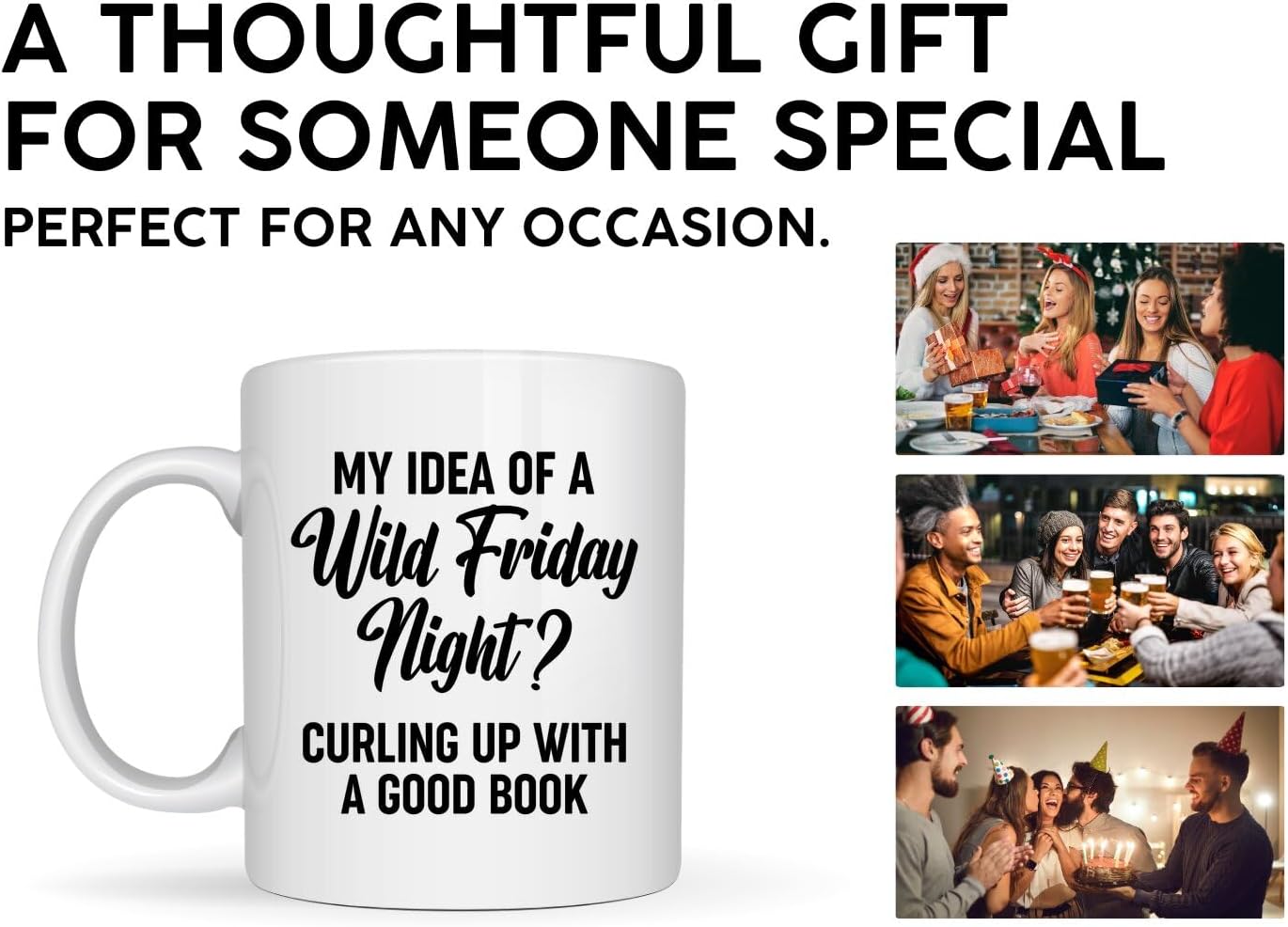 Book Lovers Coffee Mug 11oz White -Friday book - Book Reader Bookworm Addict Bookish Librarian Nerd Gifts Decor for Men Women