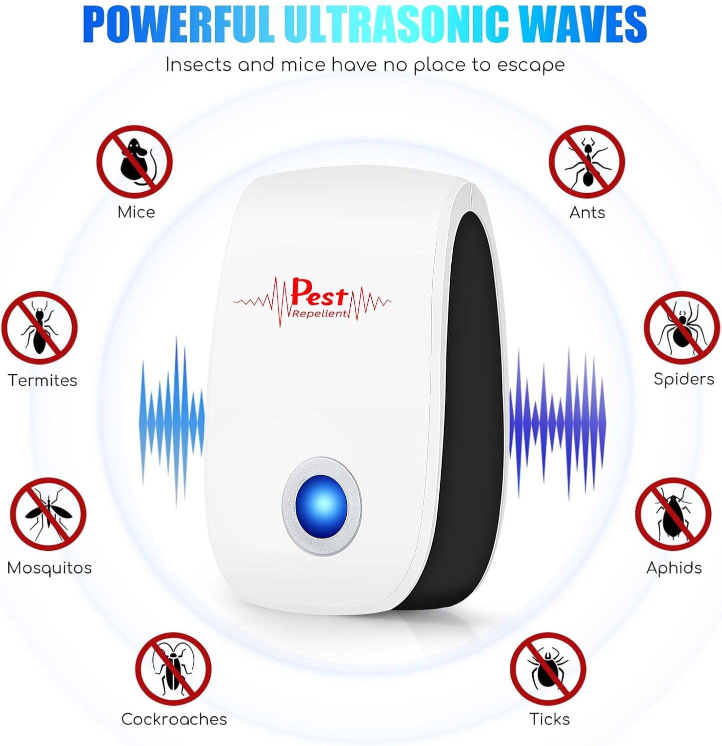 2026 10Pack Ultrasonic Pest Control Repeller Electronic Mouse Repellent Ultrasonic Plug in Mice Repellent Indoor Sonic Pest Repeller Ultrasonic Plug in for Cockroach,Insect,AntBugs,Spide,Rat