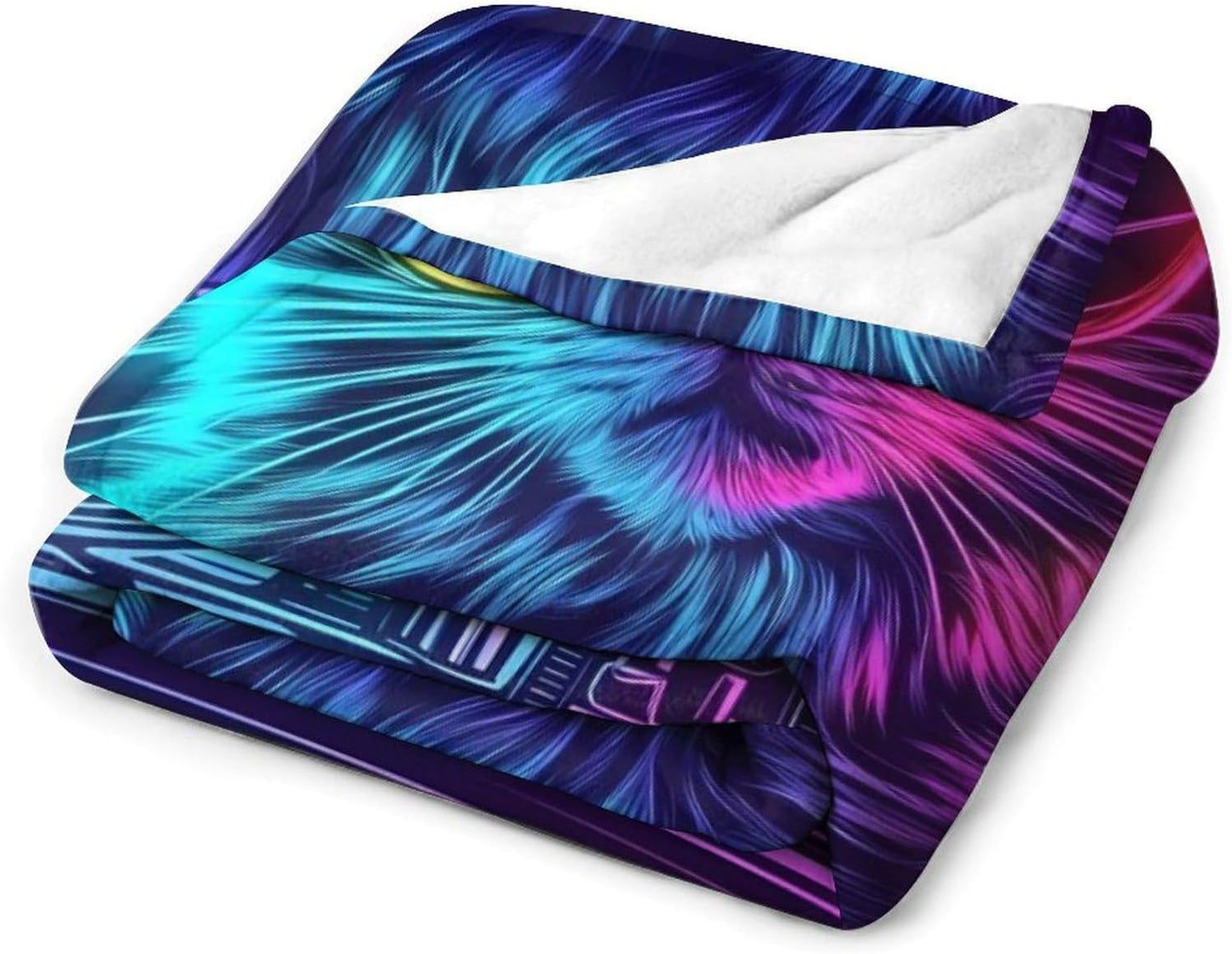 Rainbow DJ Cat Throw Blanket for Couch Bed Plush Cozy Fuzzy Flannel Blanket for All Season 30"x40"