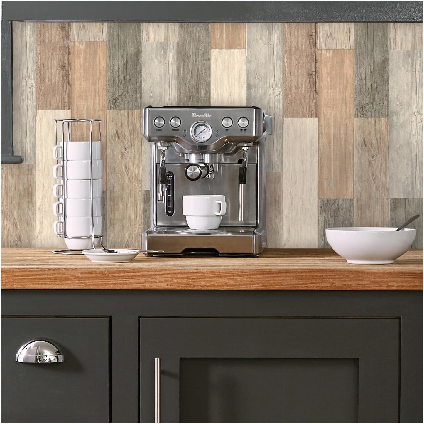 RoomMates RMK3695GM Distressed Barn Wood Plank Peel and Stick Giant Wall Decals, 17.25 X 36.5
