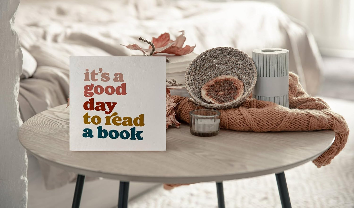 KEUSPI Library Wooden Sign,It's a Good Day to Read a Book,Home Library Signs,Reading Room Corner Decor for Classroom,Book Shelf Decorative,Bookish Decorative,Reading Sign 5x5 inch