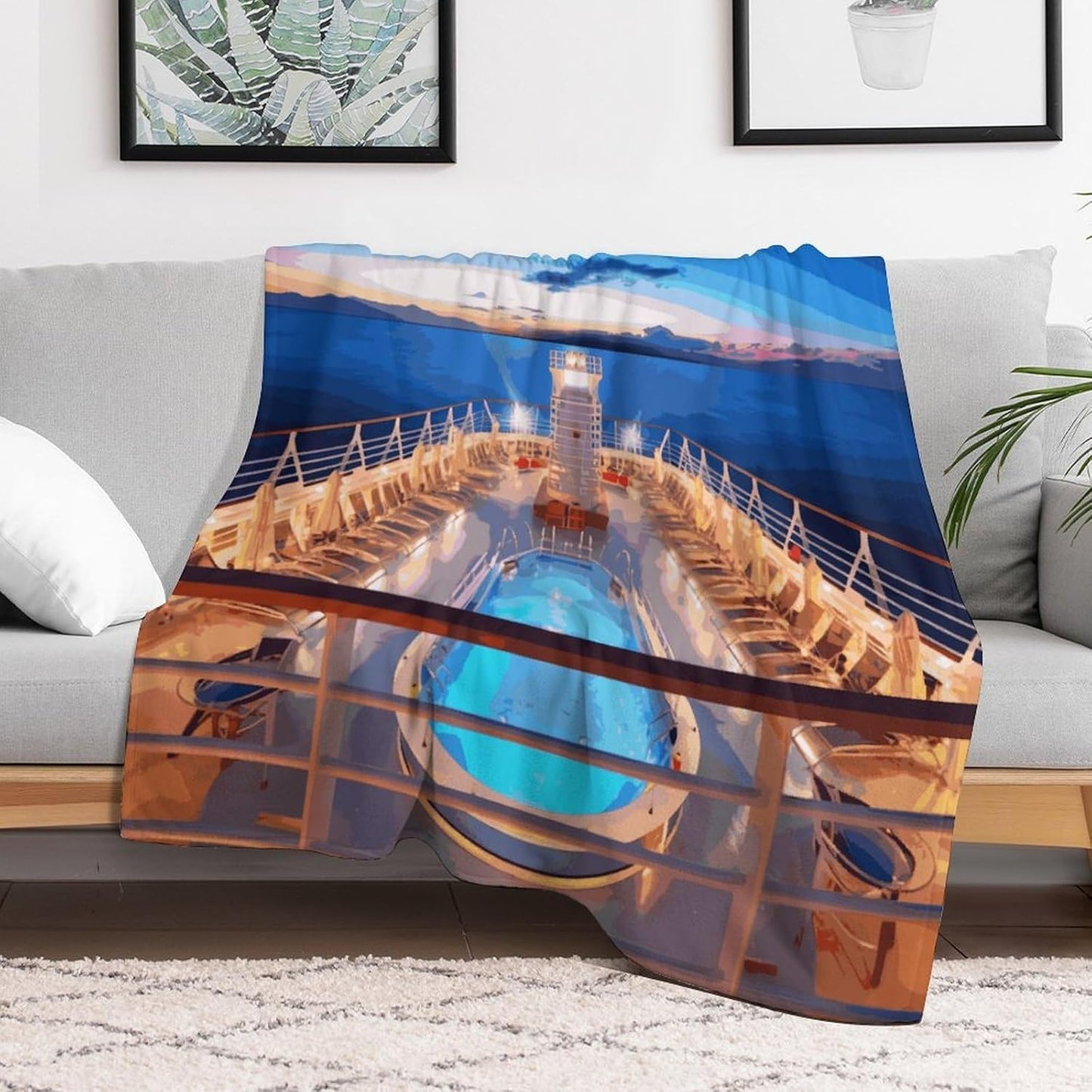 Pool Party Cruise Ship Blanket Super Soft Lightweight Throw Blanket Cute Cozy Warm Bed Blanket Decorative Fuzzy Blanket All-Season Home Decor Gift for Sofa Couch Living Room 60"*80"（150 * 200cm）