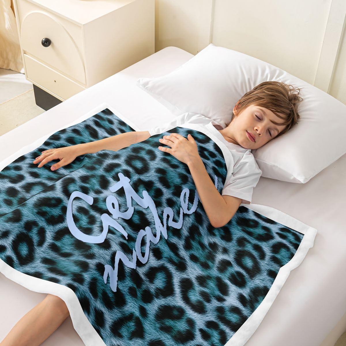 Feelyou Leopard Print Get Naked Throw Blanket Funny Quotes Soft Fleece Sherpa Cozy Fuzzy Plush Warm Blue Fuzzy Plush Throw Cheetah Twin 60"x80" for Bed Couch Living Room