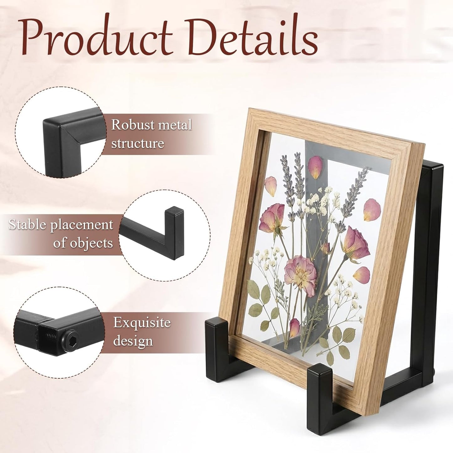 2 PCS Picture Easels for Display Plate Holder Stand, 8 Inch Metal Decorative Plate Holder Tabletop Display for Books, Plates, Photos, Paintings, Crafts and Home Decor-Black