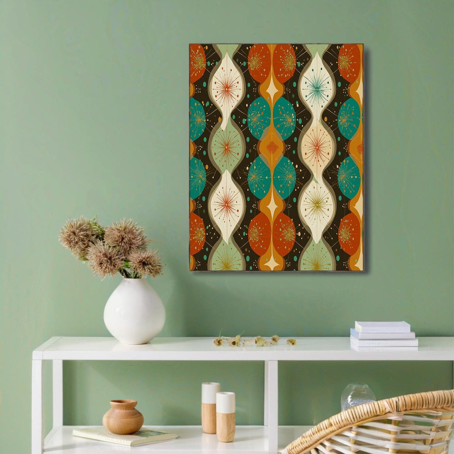 GDJSMIN Mid-Century Modern Wall Art, Abstract Geometric Shapes Poster for Reading Room Living Room Decor 12x 16 inch Unframed