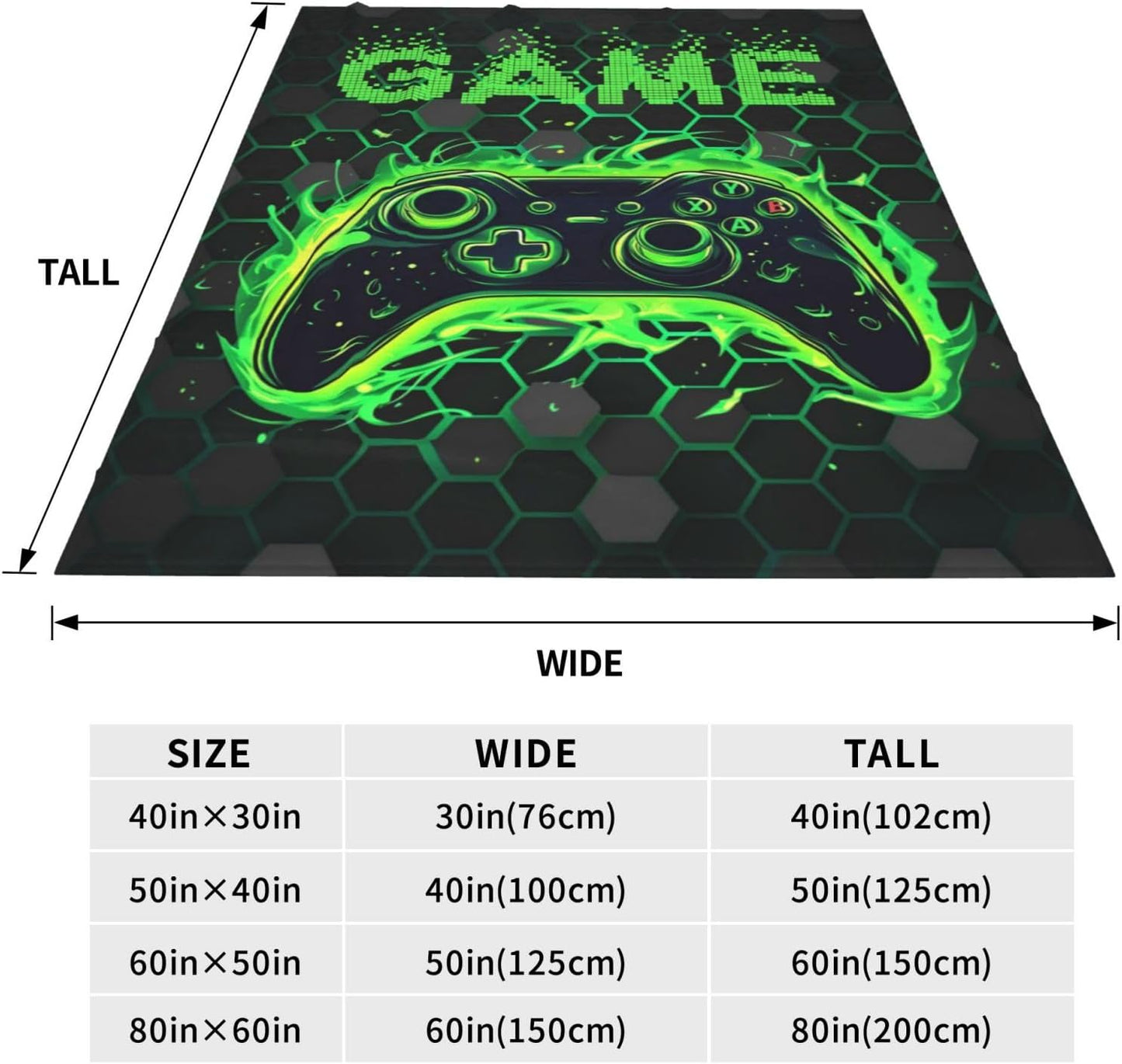 Green Game Controller Flannel Throw Blanket - Soft Cozy,Gift for Boys,Kids & Gaming Lovers,All Season Blanket for Couch,Sofa,Bed & Home Decor 50"X40"