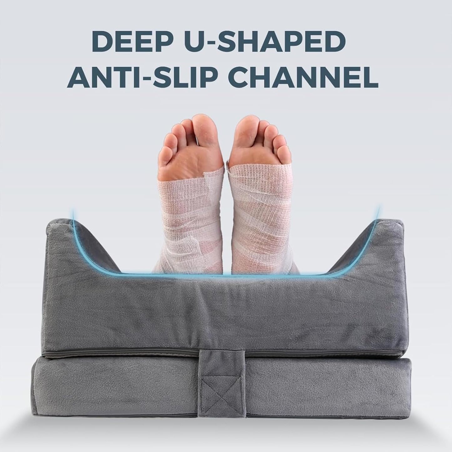 CIVJET 3-Height Adjustable Leg Elevation Pillows After Surgery - Memory Foam Support for Both Legs, Knee & Ankle Wedge for Swelling & Circulation, Removable Washable Velvet Cover