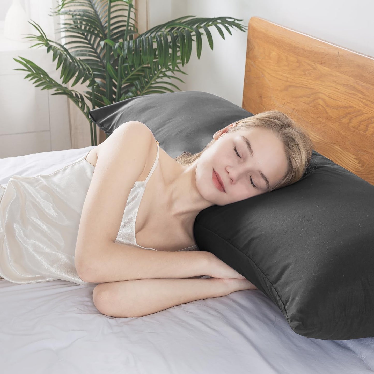 BedTreat Full Body Pillow with Removable Cover for Adults - Soft & Fluffy Body Pillow for Side Sleepers - Long & Breathable Body Pillow (20 X 54,Grey)