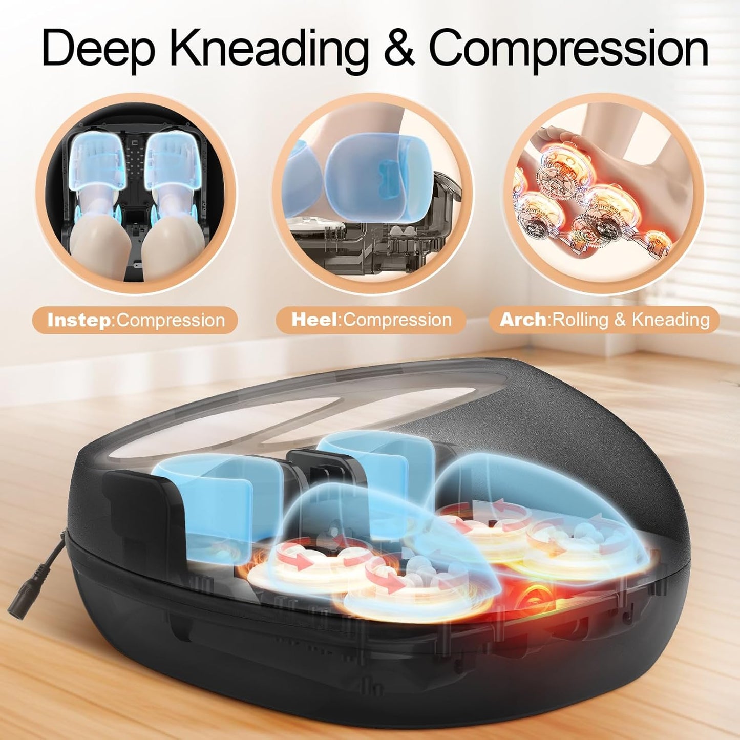 Foot Massager with Heat, Deep Kneading Therapy Compression, Shiatsu Feet Massager Machine for Plantar Fasciitis, Neuropathy Pain, Birthday Gifts for Women Mom Men Dad