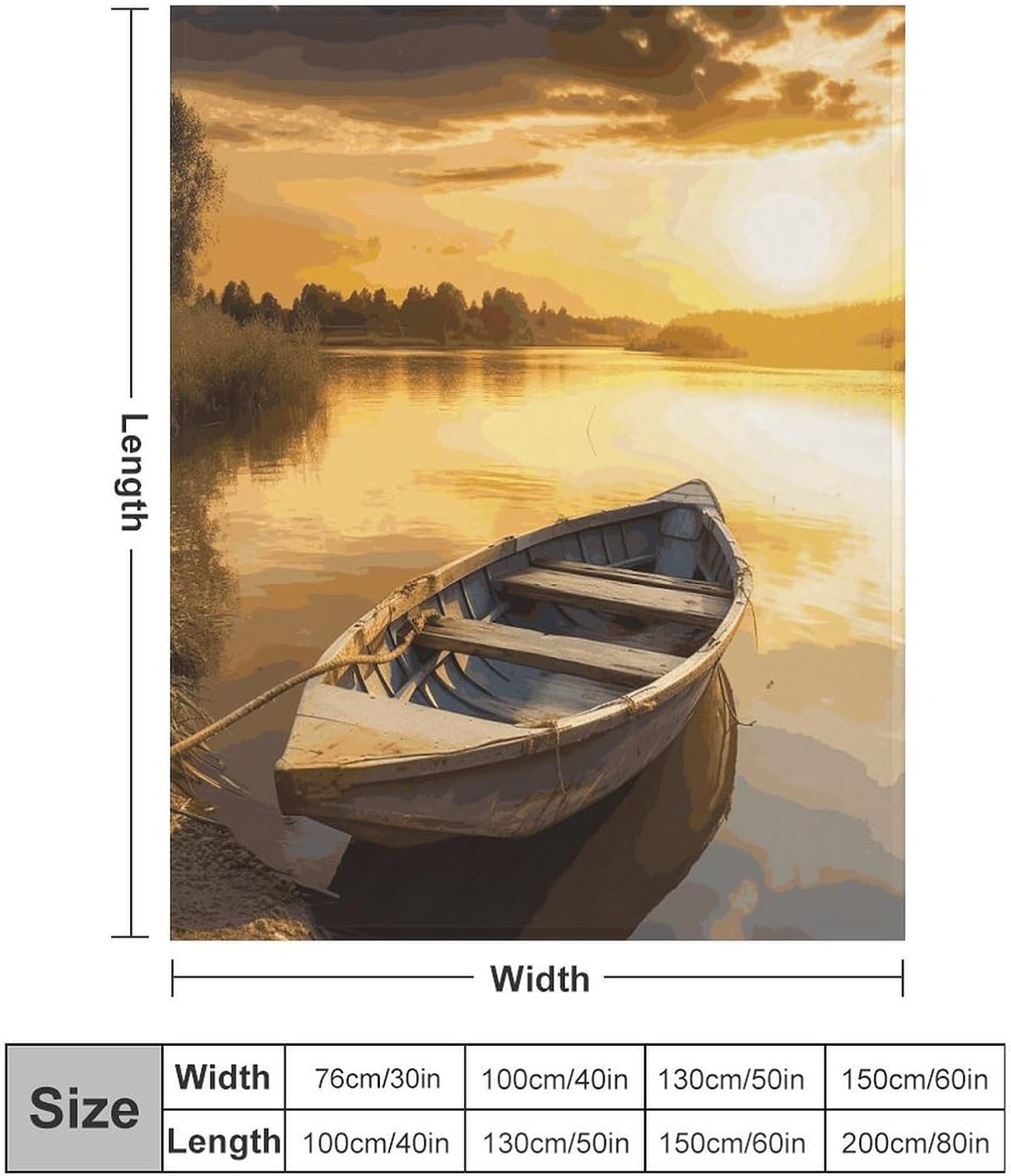 River Sunset Wooden Boat Blanket Super Soft Lightweight Throw Blanket Cute Cozy Warm Bed Blanket Decorative Fuzzy Blanket All-Season Home Decor Gift for Sofa Couch Living Room 30"*40"（76 * 100cm）