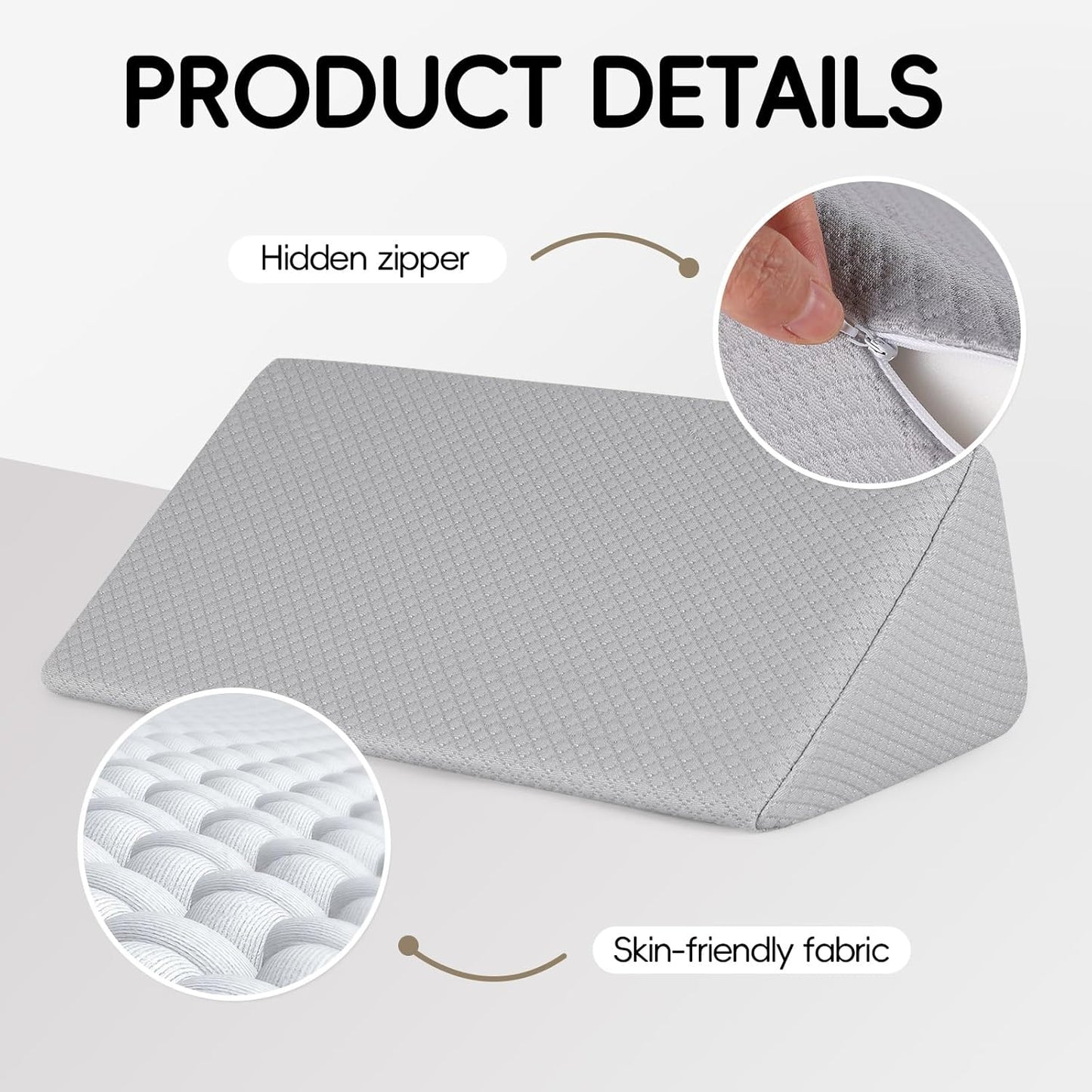 Small Wedge Pillow for Sleeping, Yoga, Meditation, Stretching, Small Wedge Pillow for Chair and Bed - Provide Support and Relieve Fatigue, Wedge Pillows for Bed Sores, Leg Elevation (Grey)