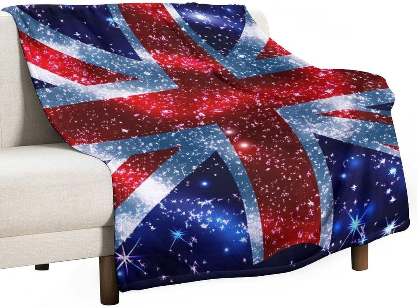 UK Flag United Kingdom Throw Blanket for Couch Bed Plush Cozy Fuzzy Flannel Blanket for All Season 66"x90"