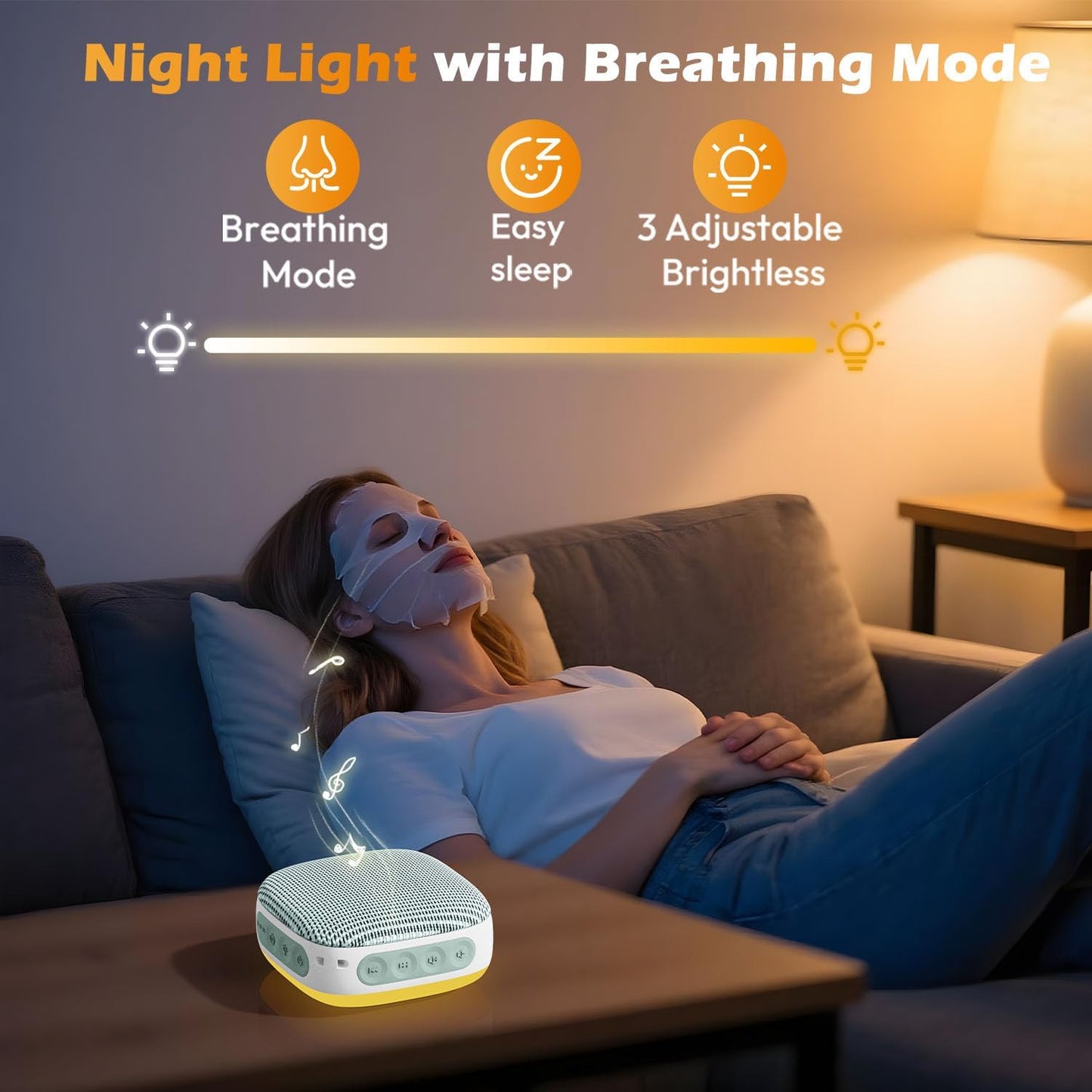 Portable Sound Machine for Travel, White Noise Sound Machine for Sleeping with Night Light, 20 Quality Non-looping Sounds, Headphone Jack, Memory, Timer for Adults,Hotel(Green)