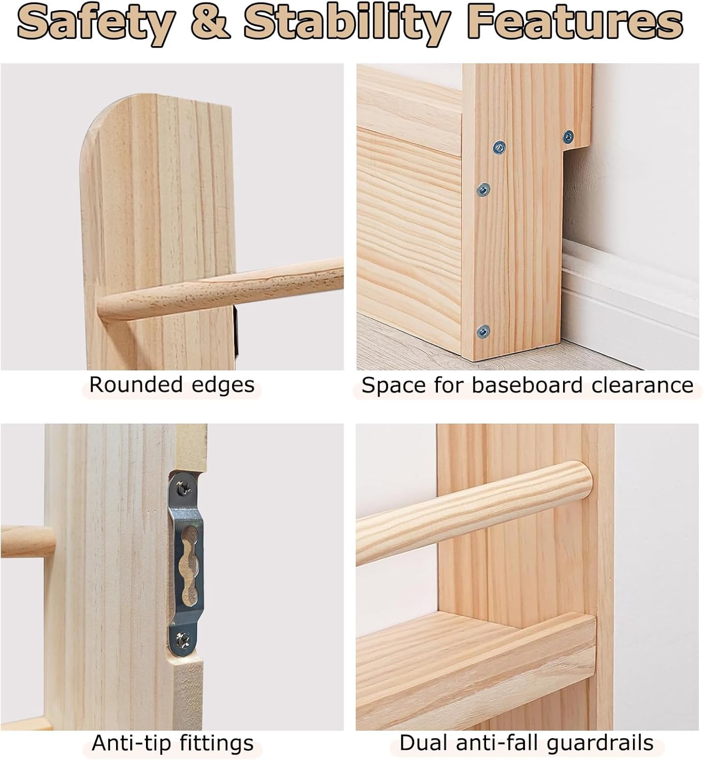 Behind The Door Bookshelf – Space-Saving, Wall-Mounted Wooden Storage Solution for Kids, Bedroom, Living Room & Nursery – Easy Installation, Natural Pine Wood Finish