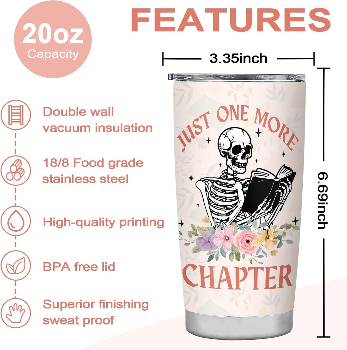 Book Lovers Gifts: Literary Gift Ideas for Reading Lovers - Bookworm Gifts for Birthday, Christmas, Graduation - Book Reader Travel Coffee Tumbler Mug 20oz