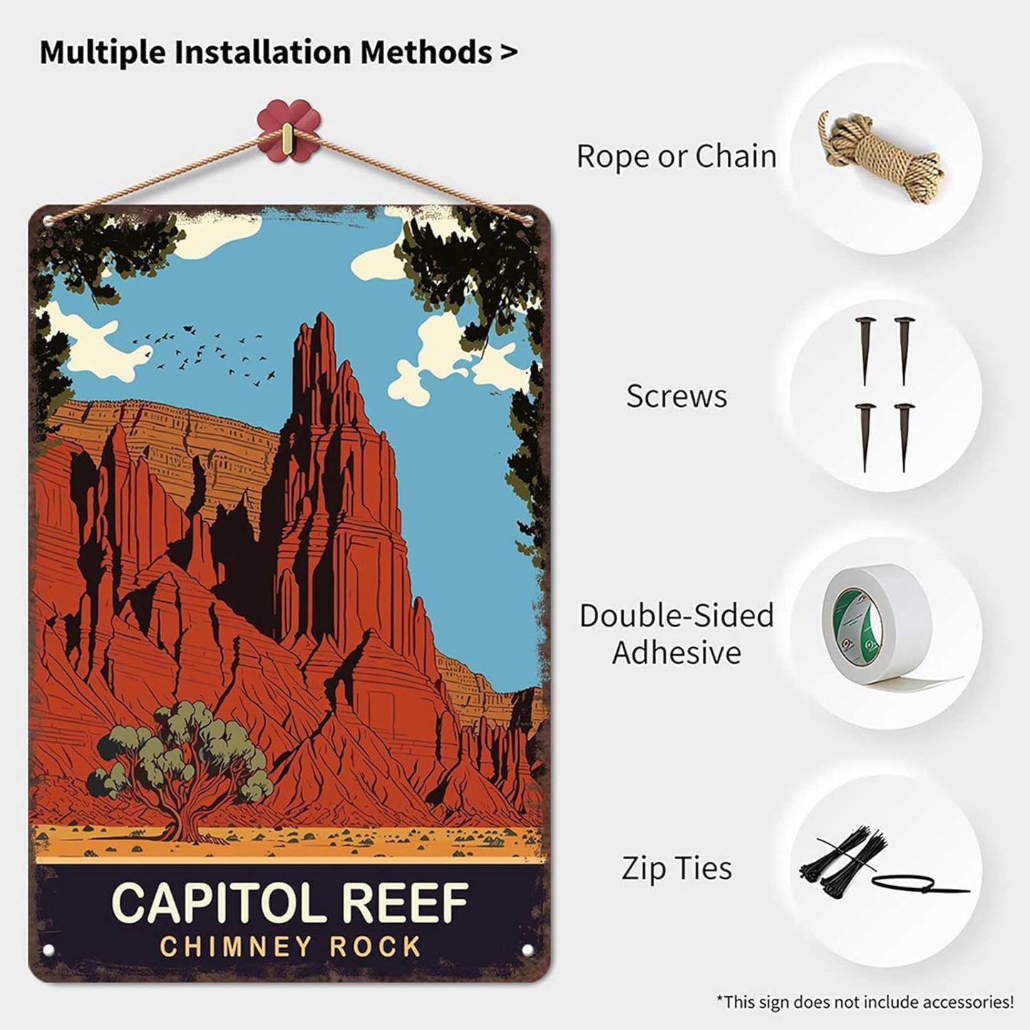 Vintage Metal Tin Sign Capital Reef National Park Poster-Wall Art Decor for Home Room Office Dorm Decor 8X12inch