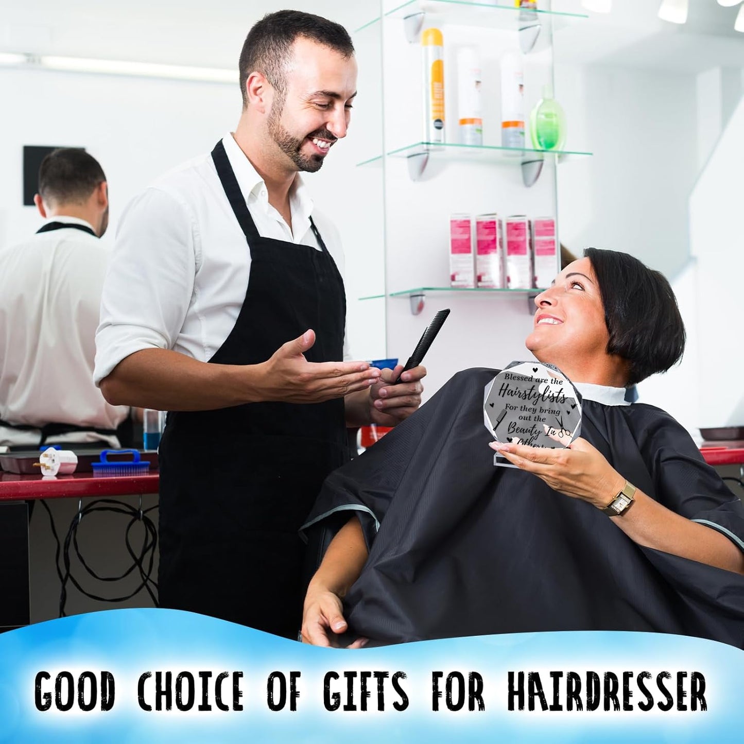 Hairdresser Gifts Acrylic Desk Decor Barbershop Hair Salon Decor for Hair Stylist Cosmetology Women Men Birthday Valentines Plaque for Friend Hairdresser Barber