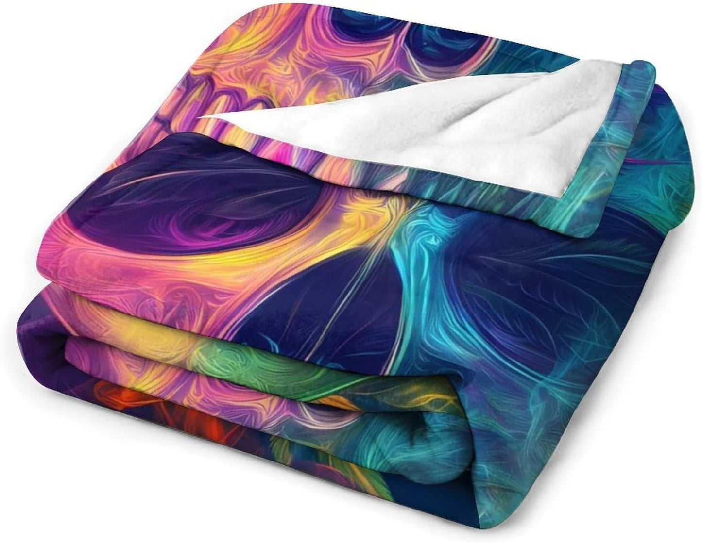 Skull Smoke Weed Throw Blanket for Couch Bed Plush Cozy Fuzzy Flannel Blanket for All Season 60"x80"