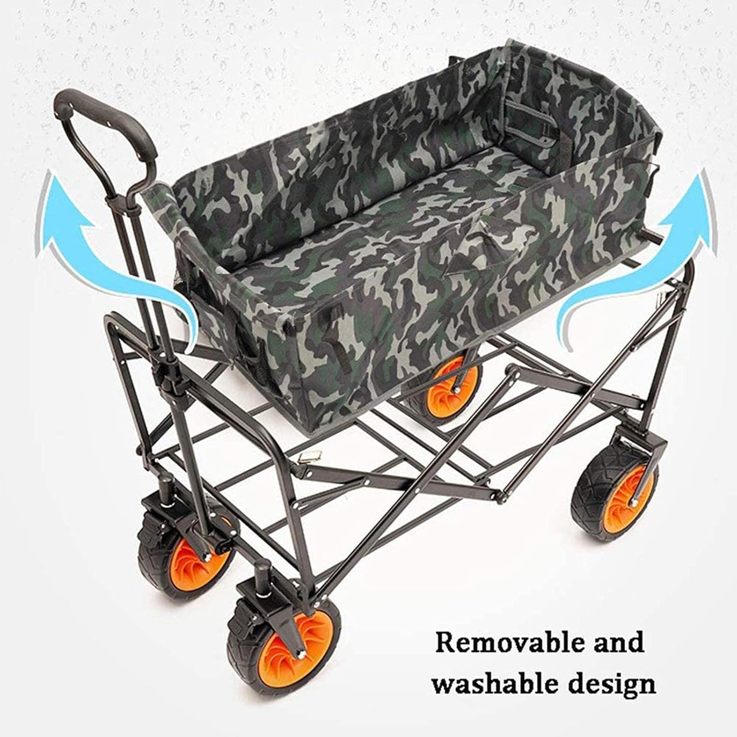 Folding Garden Cart,Utility Wagon Picnic Camping Cart with Brake,All Terrain Wagon Cart for Outdoor Park Camping Shopping