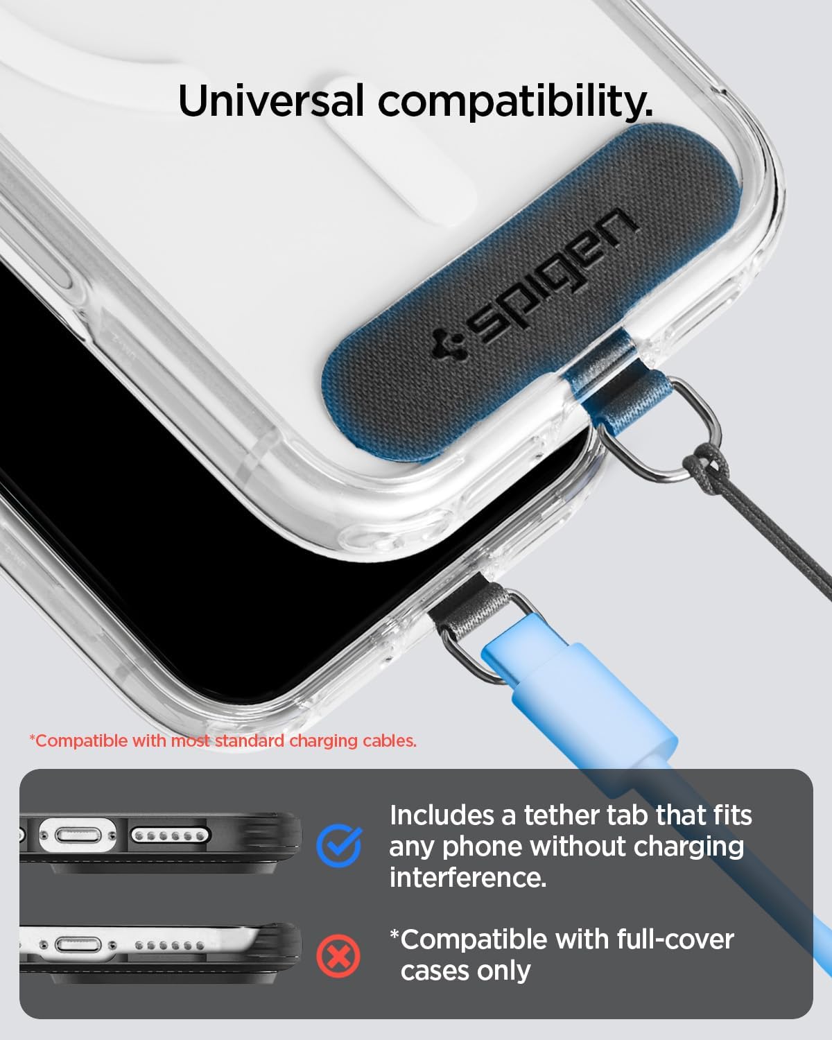 Spigen Universal Lanyard Wrist Strap with Keychain for iPhone, ID Badge Wallet Holder, AirPods, Cameras, Keychain & Everyday Carry, Durable Carabiner with Wrist Strap - Black