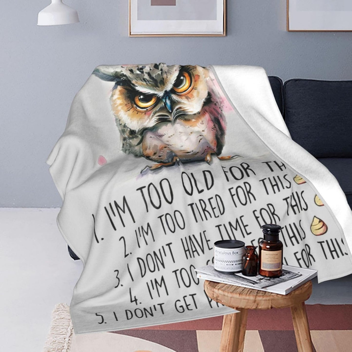 Owl Blanket Owl Lover Throw Blanket Super Cozy Plush Lightweight Soft Plush Flannel Fleece Blanket Decor Gifts for Girls Boys Kids Women Men Teenager for Sofa Bed Couch 40"X50"