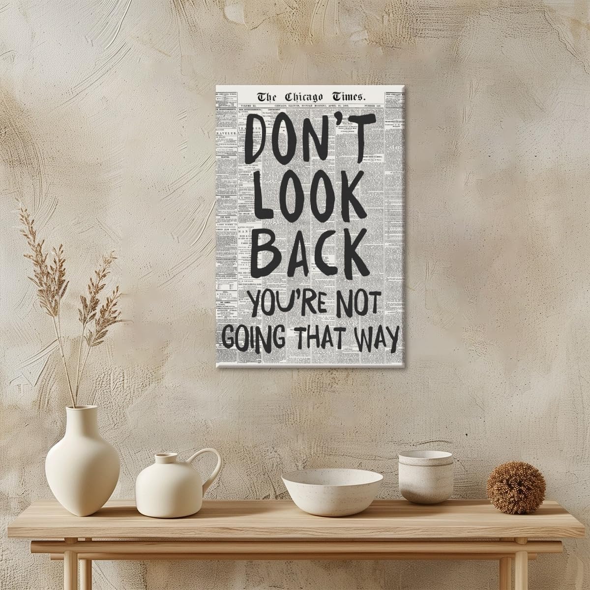 Black and White Retro 70s Newspaper Poster Don't Look Back Positive Wall Art Print Posters Preppy Aesthetic Dorm For Room Wall Decor 12x16inch Unframed