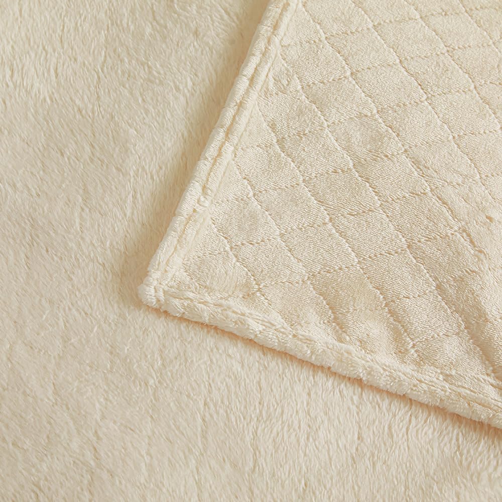 Soft Fleece Throw Blanket – Cozy Lightweight Blanket for Bed, Sofa & Travel 39x59in Warm Plush Decorative Cream Throw for Home and Livingroom