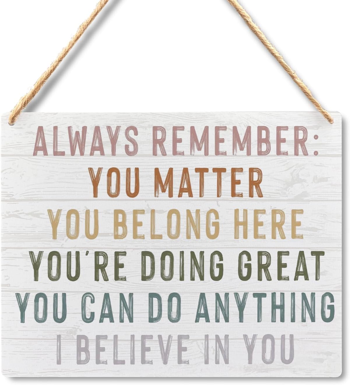 Inspirational Signs - Always Remember You Matter Hanging Wooden Plaque, Boho Classroom Decor, Inspirational Motivational Wall Art Decor, 10x8