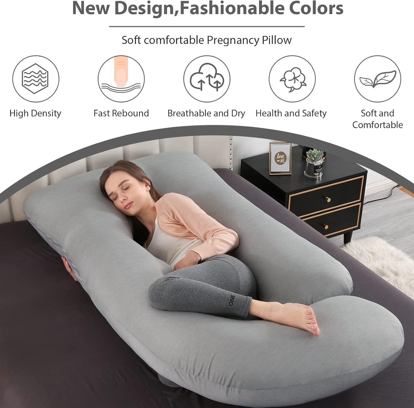 BATTOP Pregnancy Pillows for Sleeping,Full Body Maternity Pillow with Cooling Cover,Support for Back,Hips,Legs,Belly for Pregnant Women,Pregnancy Must Haves