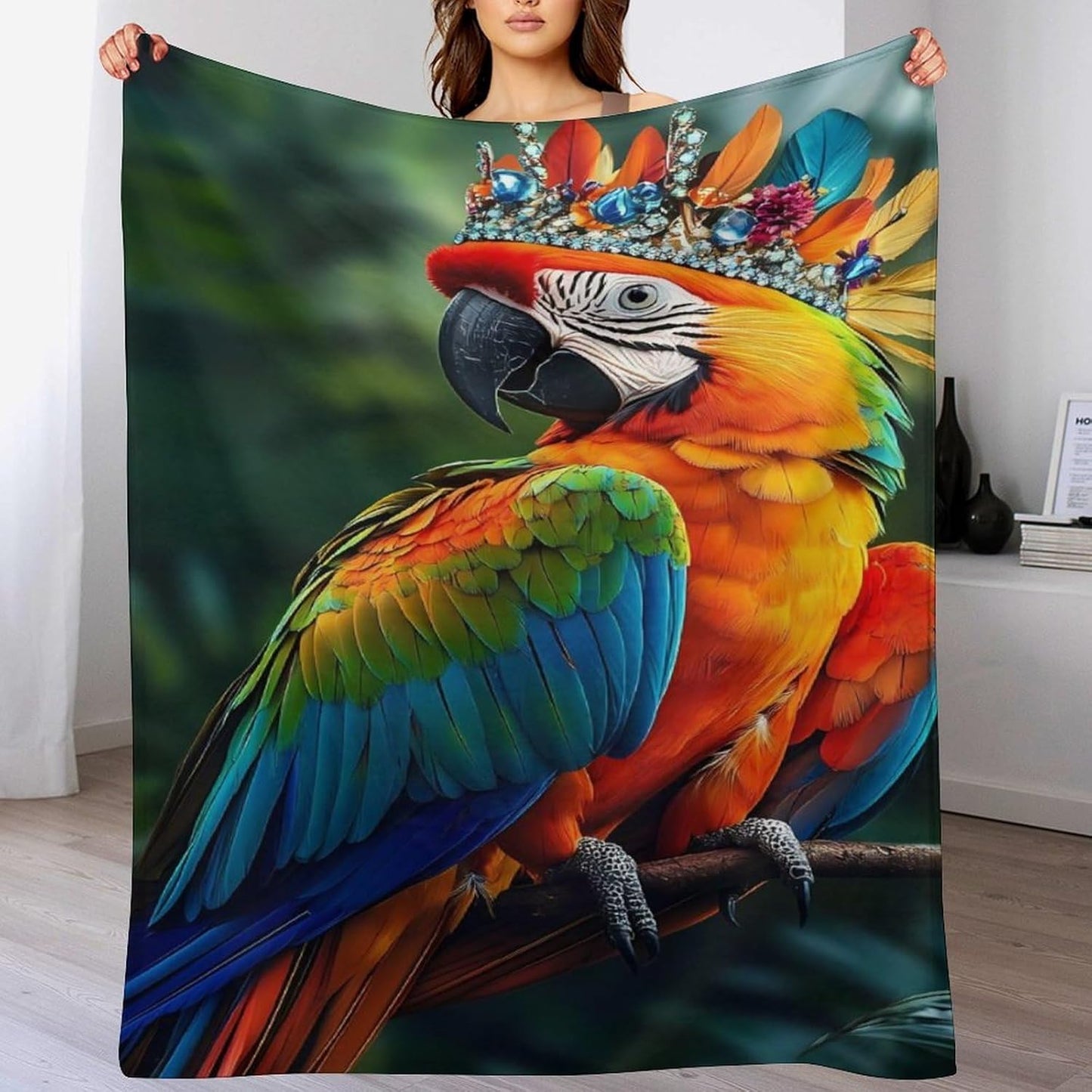 Parrot Bird Throw Blanket for Couch Bed Plush Cozy Fuzzy Flannel Blanket for All Season 30"x50"