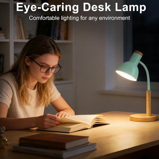 WLHONG LED Desk Lamp, Modern Table Lamps 3 Color Modes, Eye-Caring Reading Light, Desk Light with Adjustable Flexible Gooseneck, Study Lamp for Kids Audlt Bedside Dorm Room Essentials (Green)
