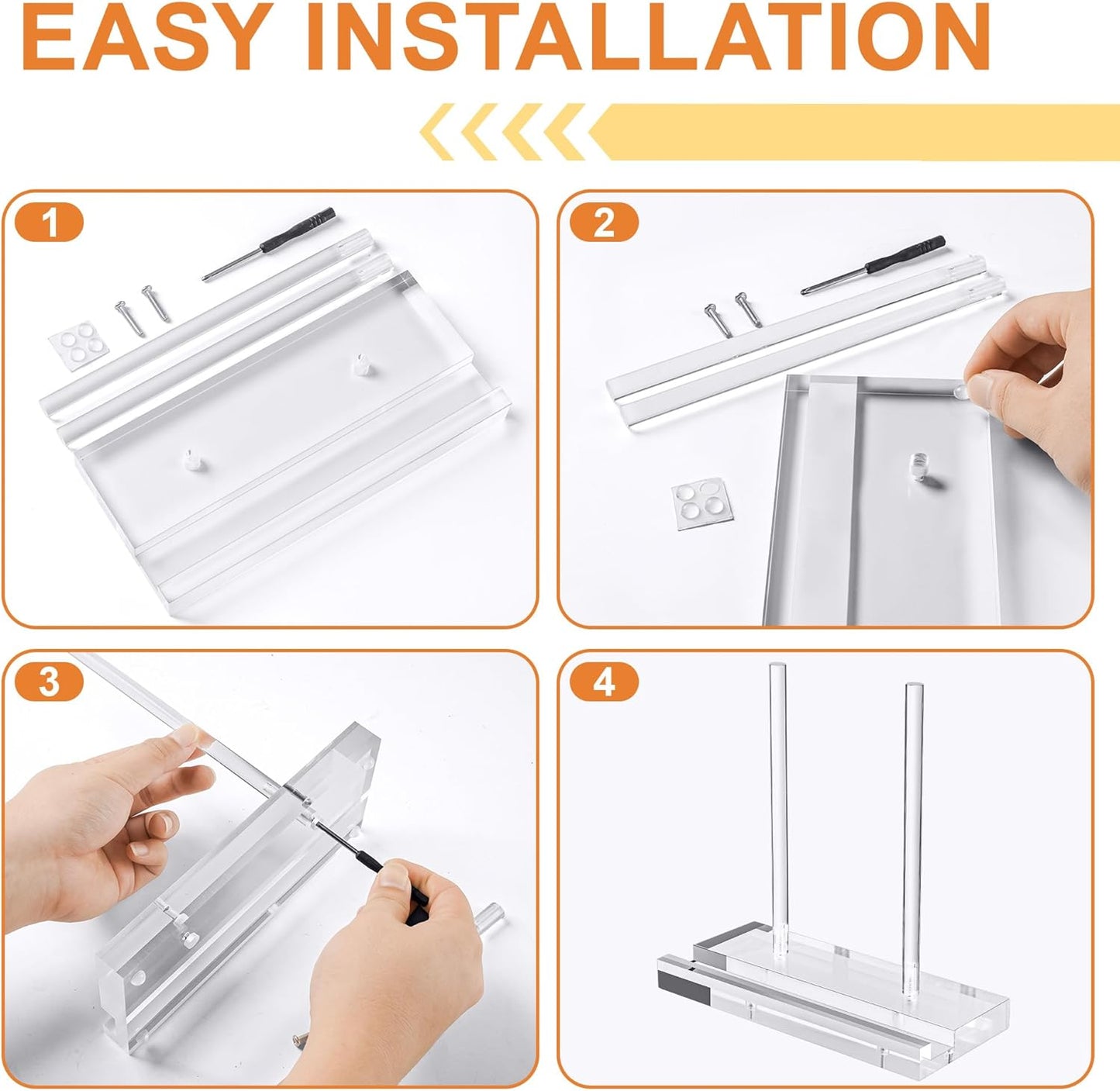 CHEPULA Heavy Acrylic Display Stand, Tabletop Art Display Clear Easel Stand for Books, Plates, Pictures, Frames