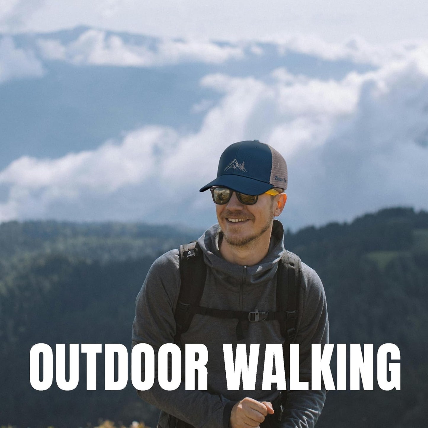 Mountain & Tree Outdoor Trucker Hat for Men Women, Embroidery Gift Baseball Cap for Hiking & Camping