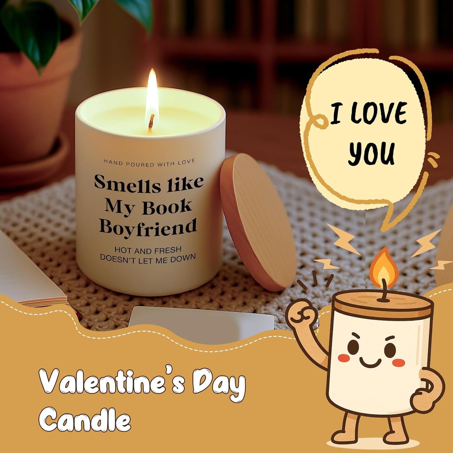 Gifts for Him Boyfriend Valentine’s Day Candle- Funny Hot Fresh Literary-Inspired Gift Anniversary Birthday Love Appreciation Gift for Him Boyfriend Relationship Candle Smells Like My Book Boyfriend
