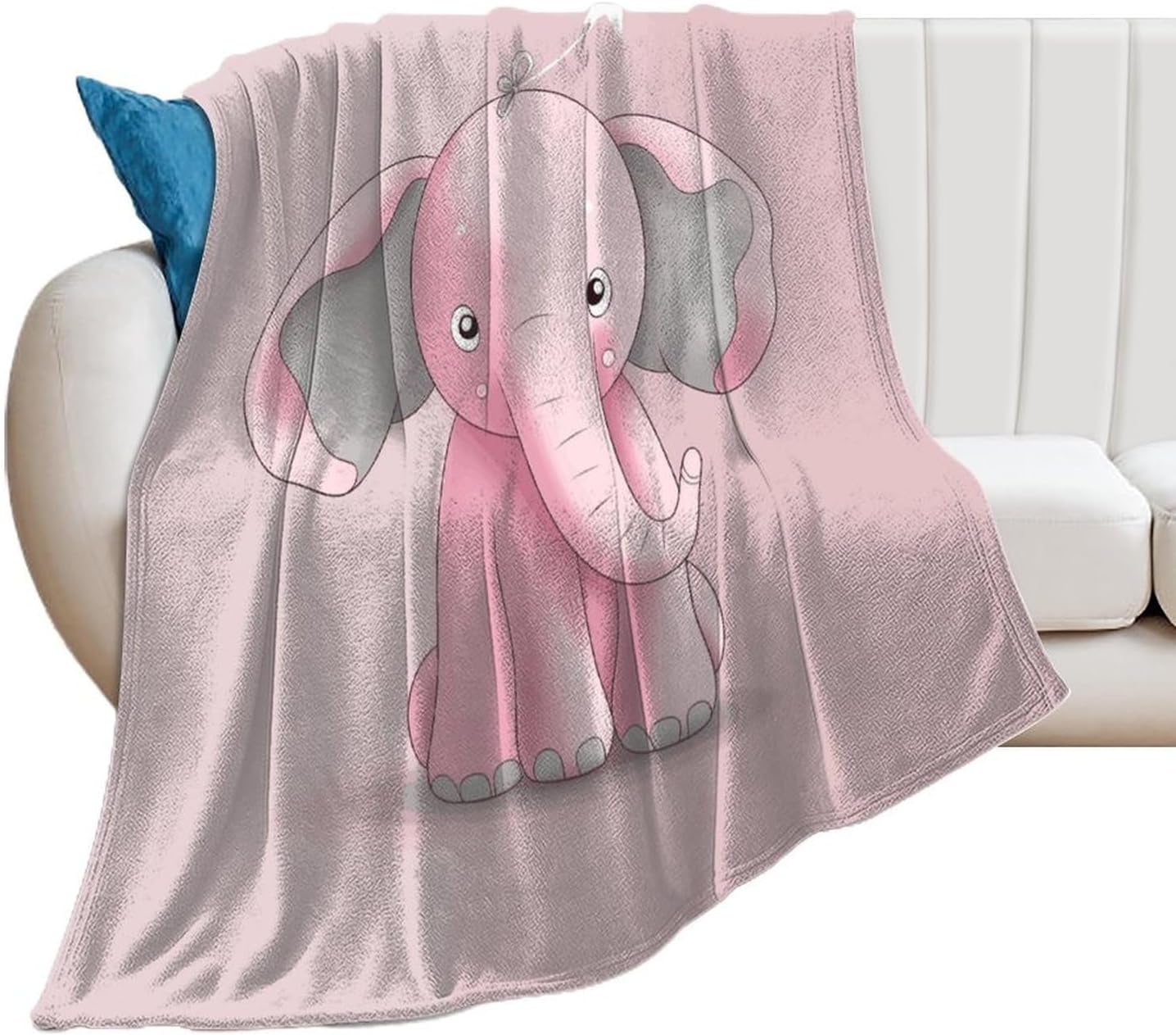 Pink Elephant Blanket Super Soft Lightweight Throw Blanket Cute Cozy Warm Bed Blanket Decorative Fuzzy Blanket All-Season Home Decor Gift for Sofa Couch Living Room 40"*50" （100 * 130cm）