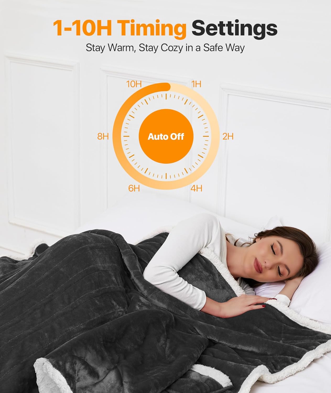 Electric Heated Blanket - Wearable Heated Blanket Throw with Foot Pockets, Sleeves Flannel & Sherpa Wearable Blanket 8 Heating Levels & Timer Snuggle Blankets for Home Office -50*60" Robes for Women