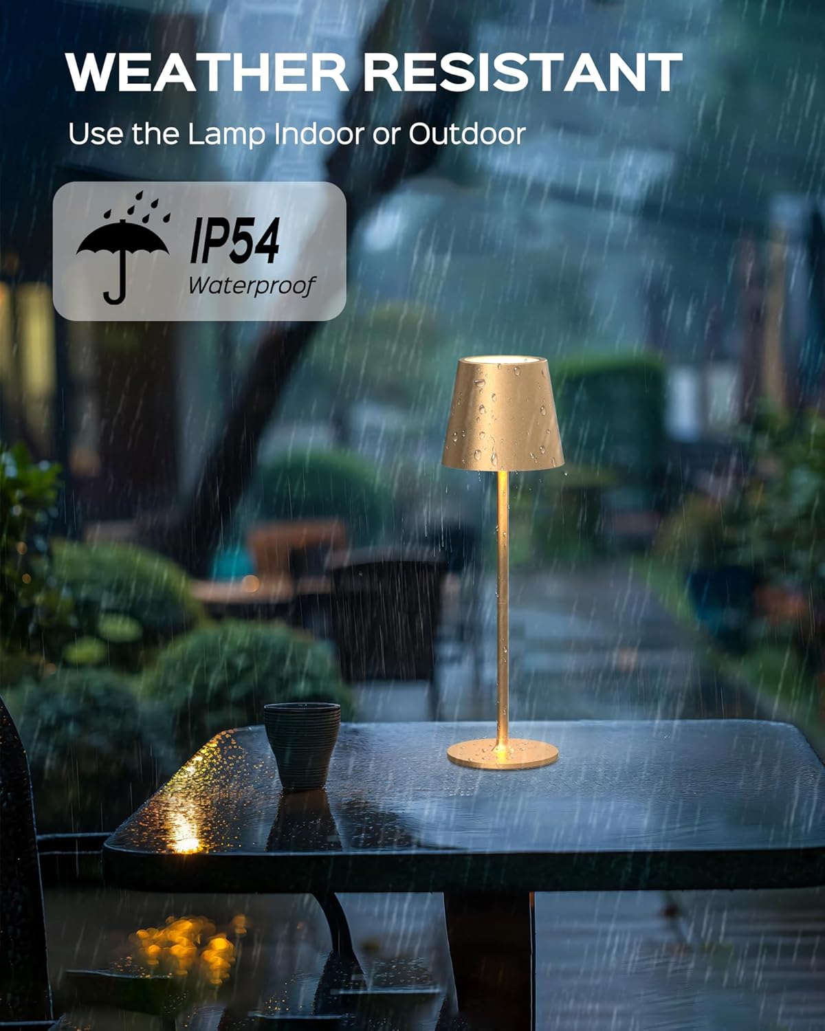 JACKYLED Cordless Table Lamps Rechargeable, 3 Adjustable Height, 5000mAh Battery Operated, 3 Colors Smooth Dimming, Portable LED Waterproof Gold Lamp for Dining, Bedroom, Outdoor (2 Pack)