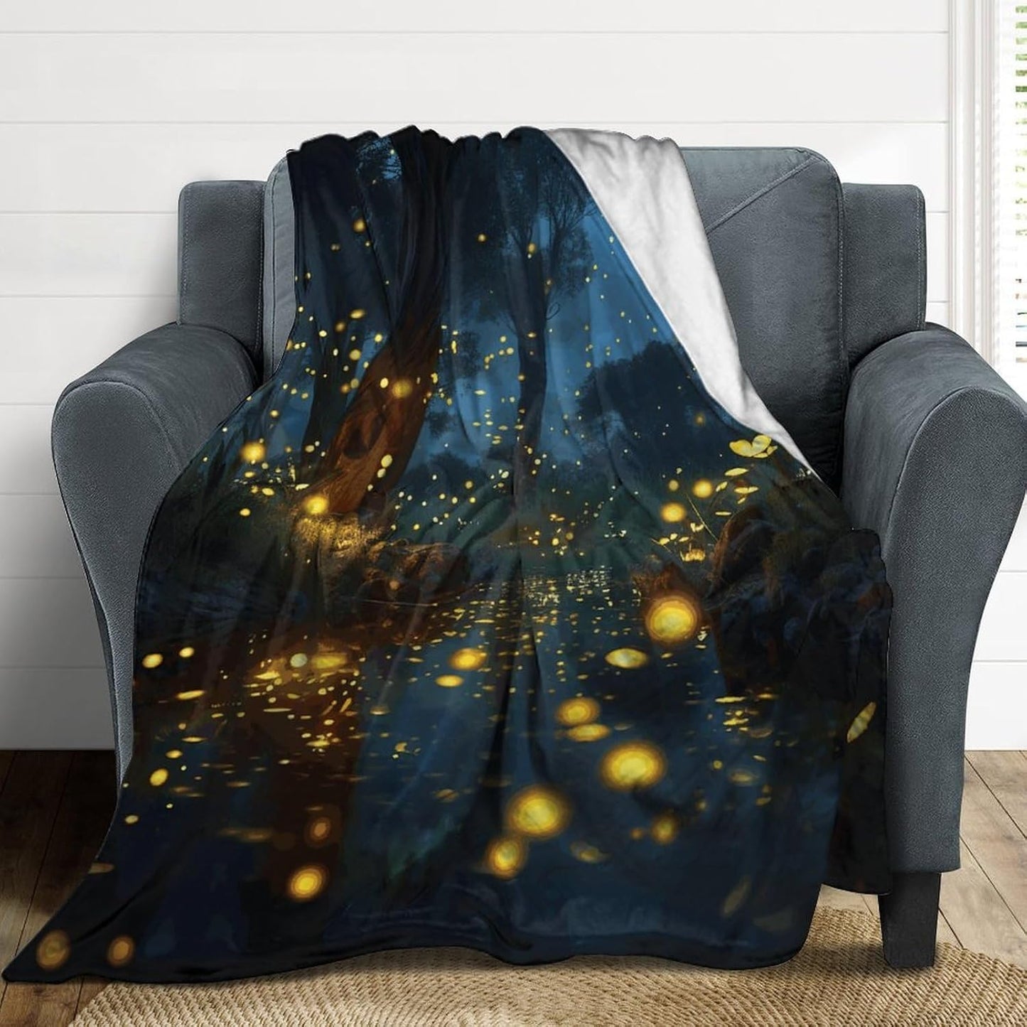 Fireflies Throw Blanket for Couch Super Soft Warm Lightweight Throw Blankets Cozy Flannel Bed Blanket Cute Decorative Blankets for All Seasons Home Decor Gift 30"*40"（76 * 100cm）