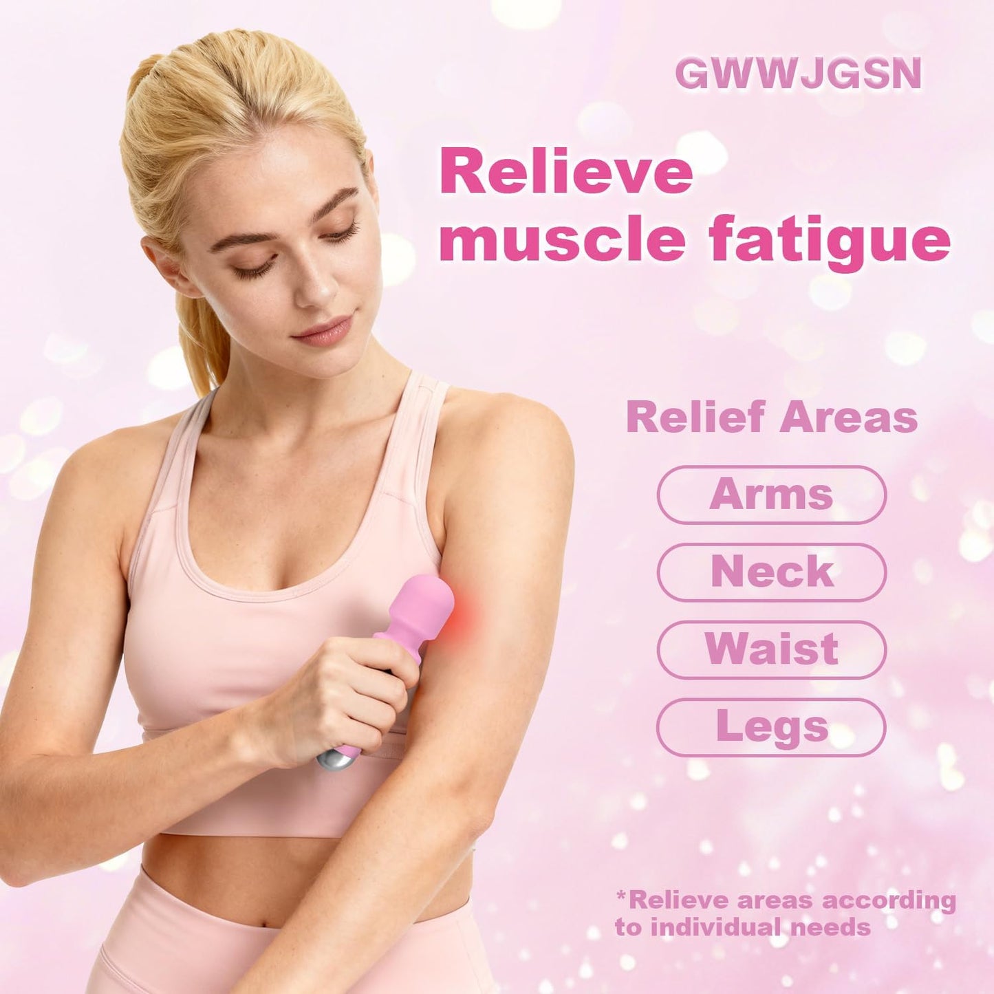 Portable Wireless Massager - 8 Speeds, 20 Modes, 3-Second Press to Power On, for Neck, Back, Arms, Legs Muscle Relaxation (Rose Pink)